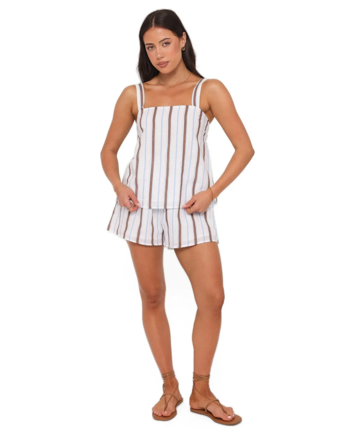 Sallie Square Neckline Pull-On Top and Shorts, 2-Piece Set by Petal and Pup