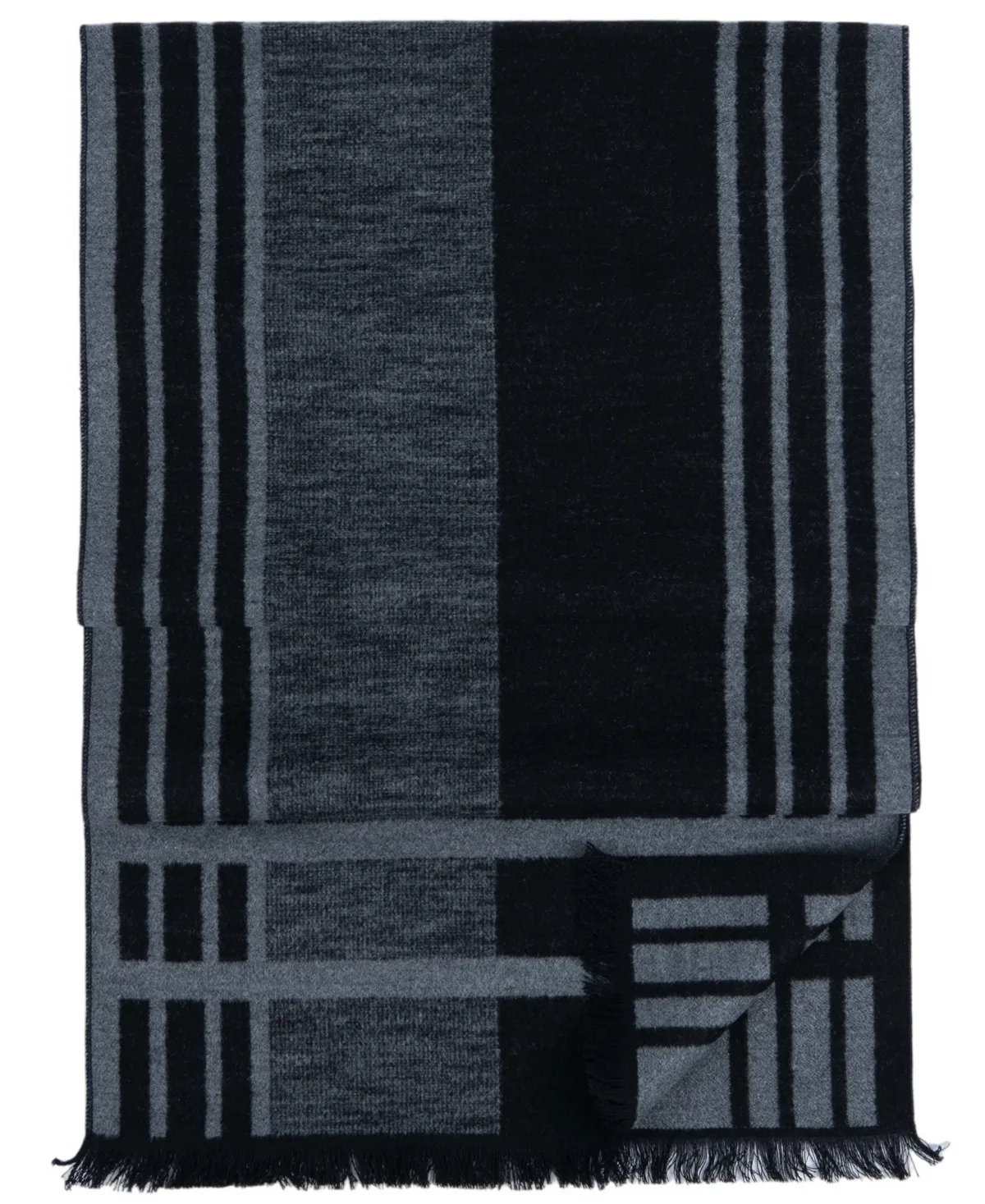 70 Plaid Fringed Silk Wrap Scarf