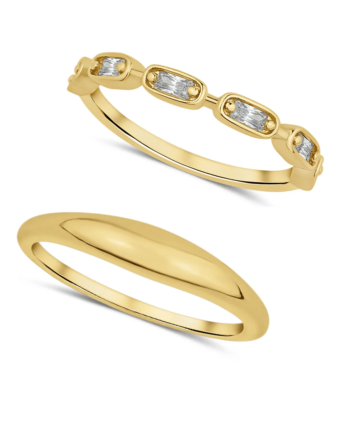 Cubic Zirconia 18K Gold Plated Duo Stack Ring Set, 2 Pieces by And Now This