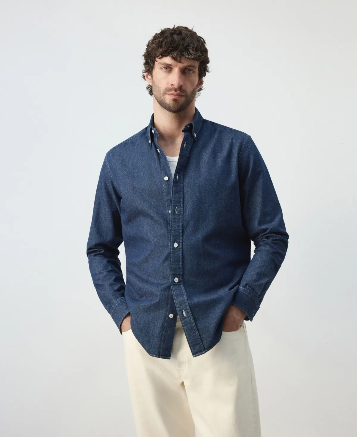 Regular-Fit Long-Sleeve Denim Shirt