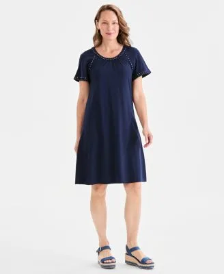 Embellished Knit Flutter Sleeve Dress