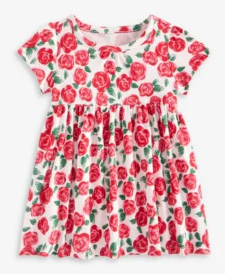 Short Sleeve Cotton Rose Print Dress by First Impressions