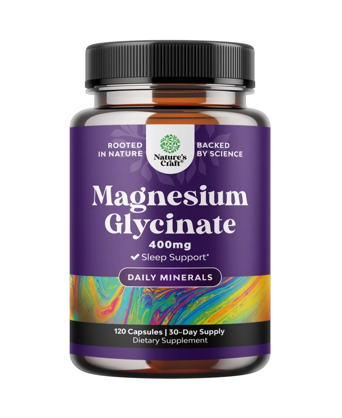 Magnesium Glycinate 400 Milligram Chelated Magnesium Capsules High Absorption 120 Count by Natures Craft