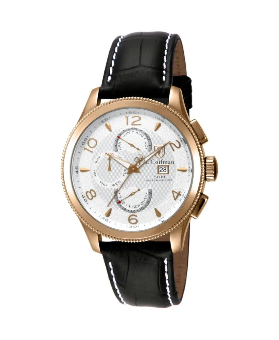 S.Coifman Chronograph Dial Leather Strap Watch by Invicta