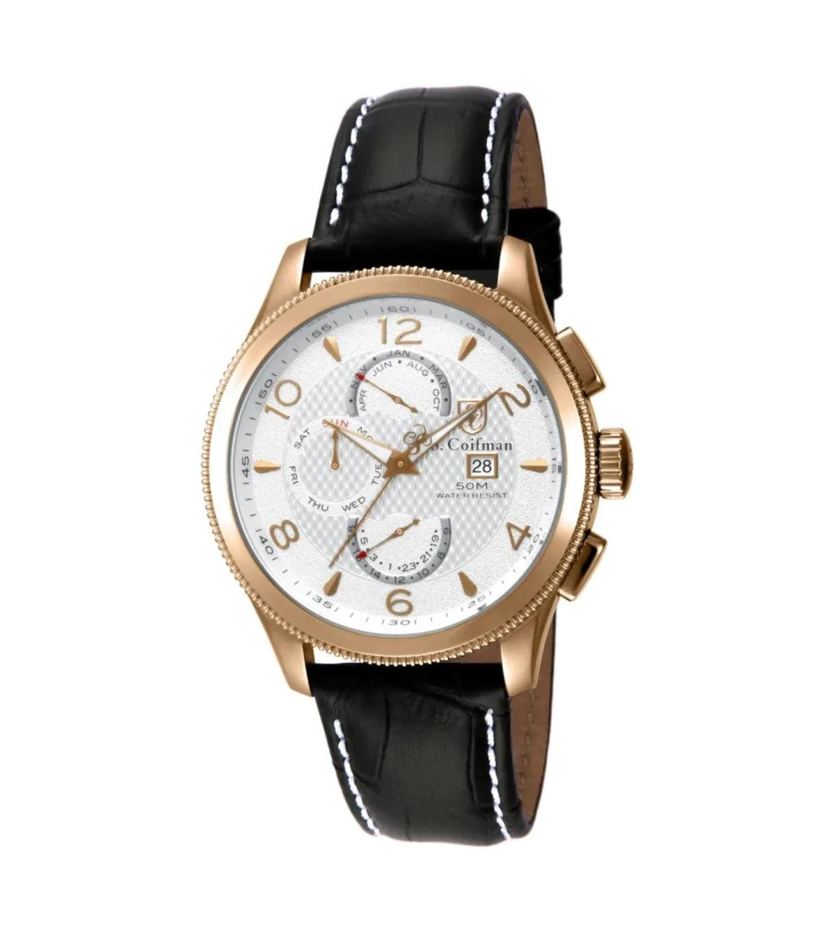 S.Coifman Chronograph Dial Leather Strap Watch by Invicta