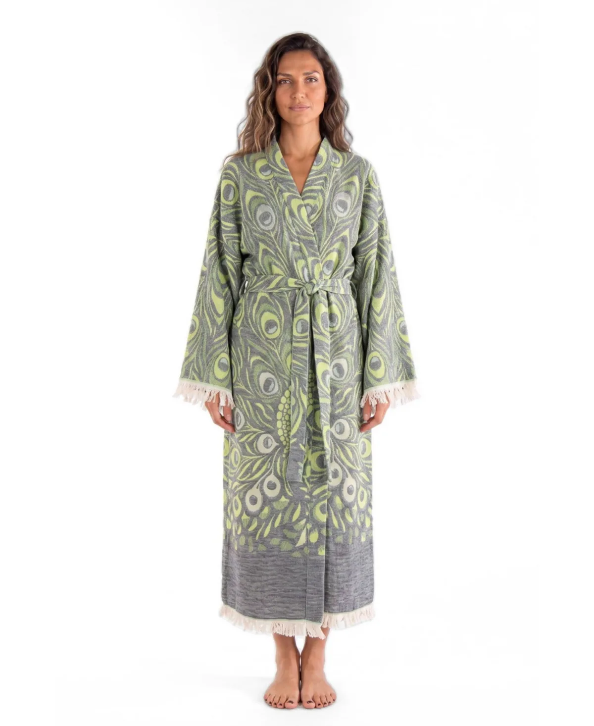 Pia Handwoven Jacquard Printed Fringed Festival Robe by Tutunaki