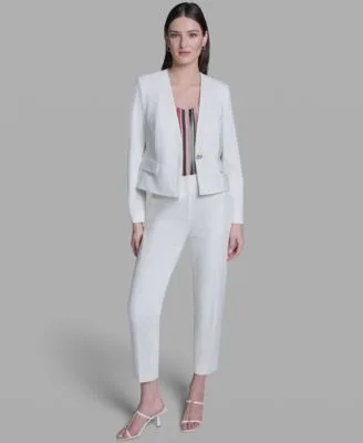 Single Button Front Jacket Pleated High Rise Pants by BCBG