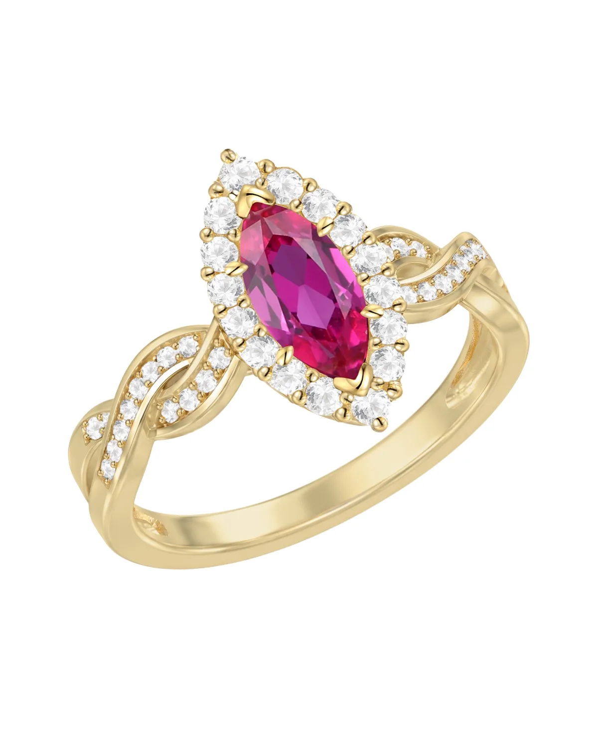 Lab-Grown Ruby (5/8 ct. t.w.) & Lab-Grown White Sapphire (3/4 ct. t.w.) Ring in 14k Gold Over Sterling Silver