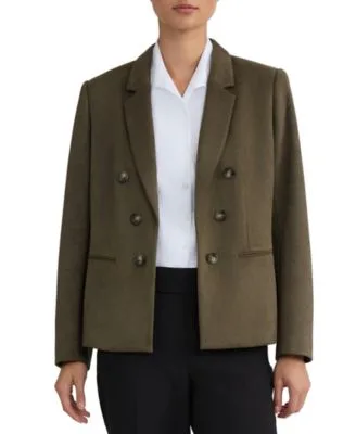 Double Breasted Scuba Faux Suede Blazer by Jones New York