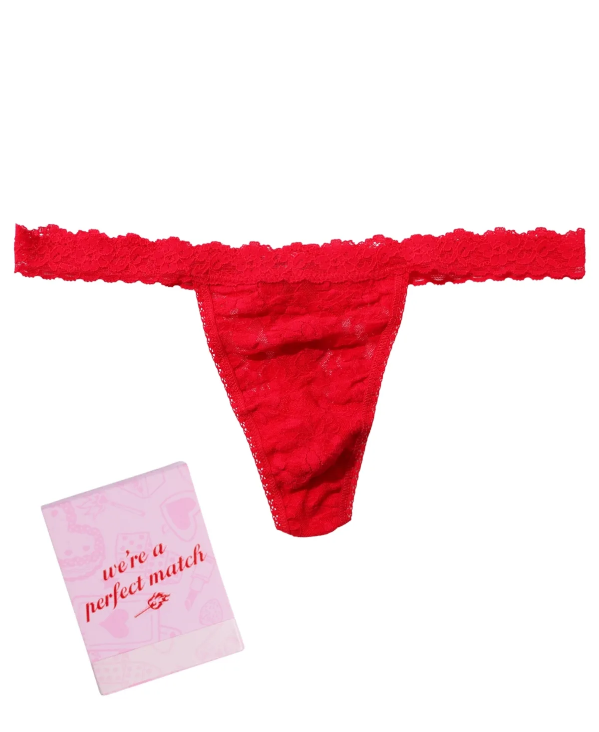 Lace Floral-Print Low-Rise V-Day Matchbook Thong by Hanky Panky