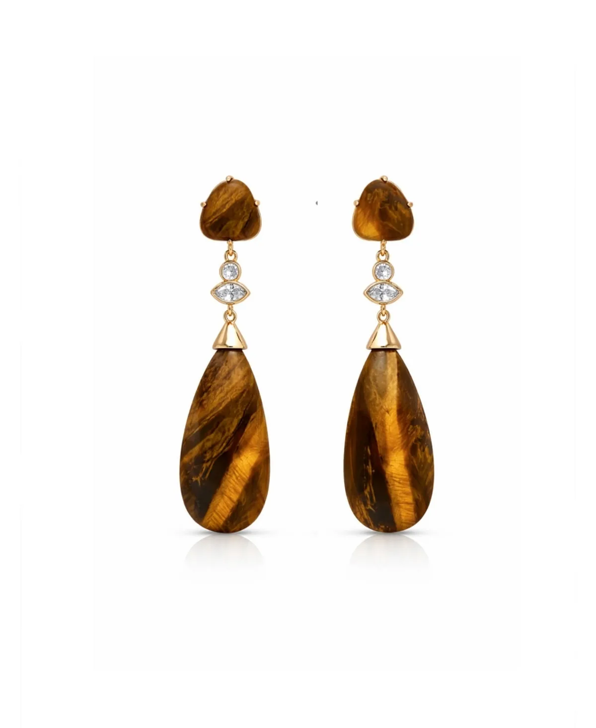 18k Gold-Plated Tigers Eye Solstice Drop Earrings by Ettika
