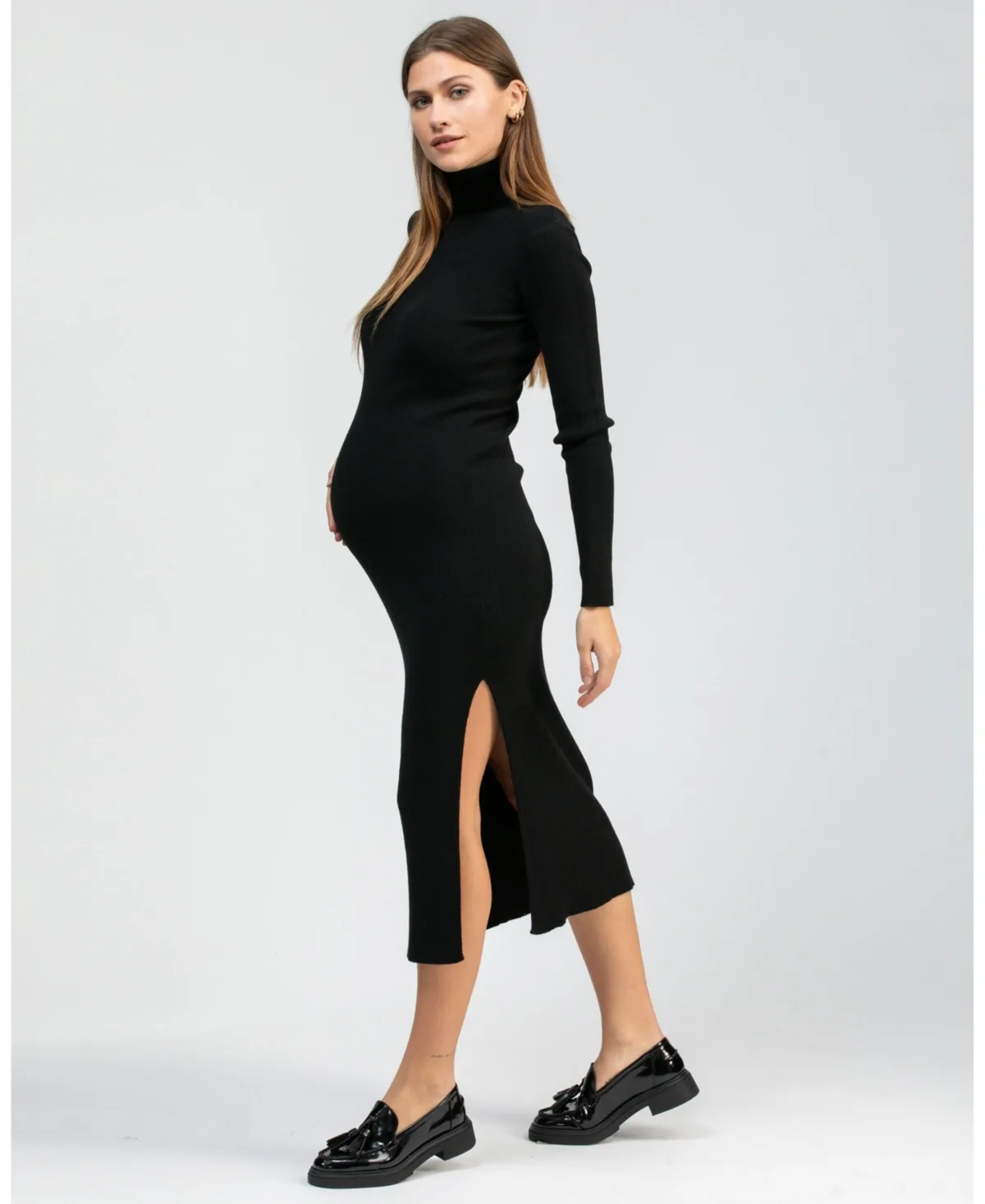 Turtleneck Maxi Dress Penelope with Side Slit by Pietro Brunelli Maternity