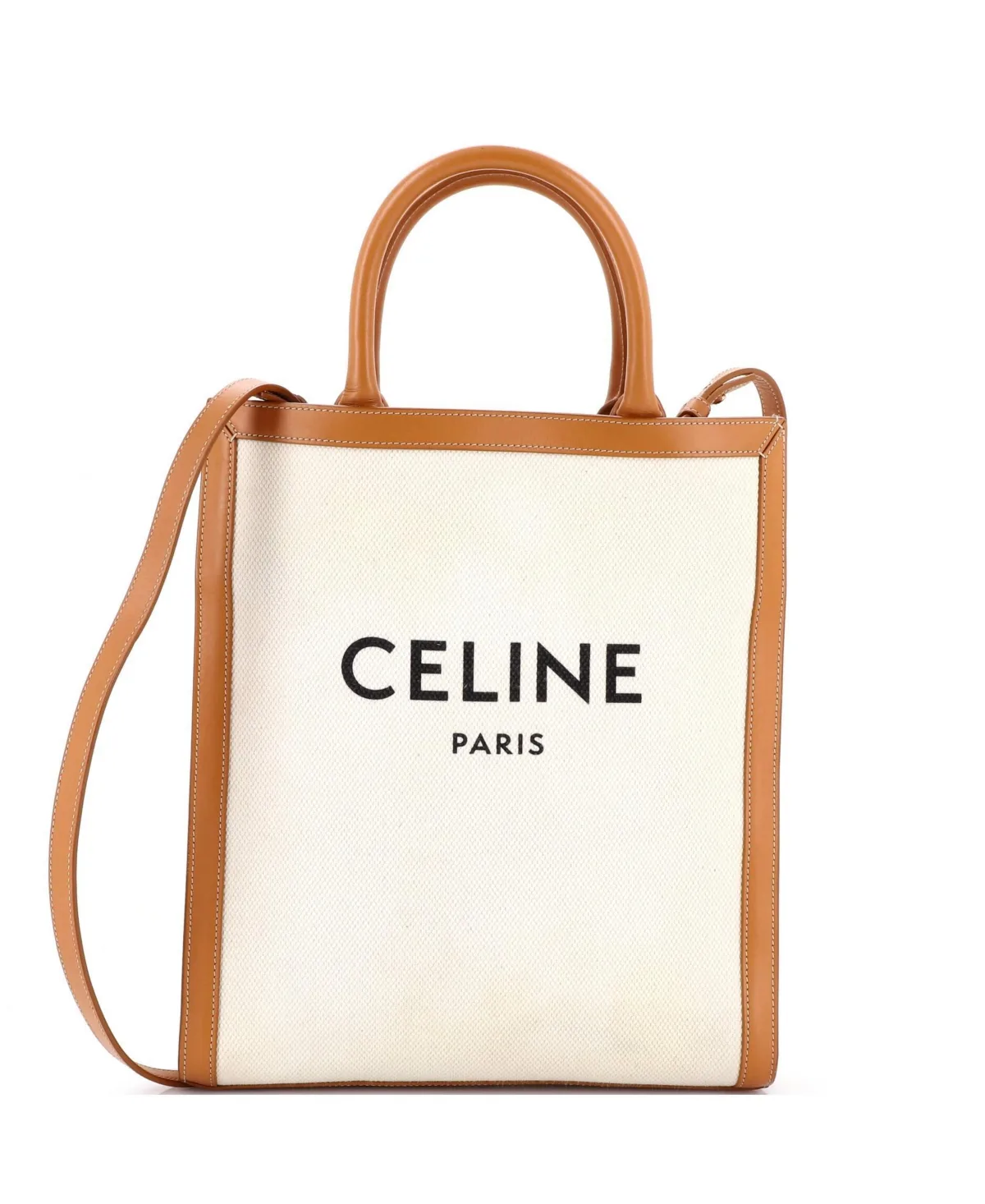 Pre-Owned Small Canvas with Leather Vertical Cabas Tote by Celine