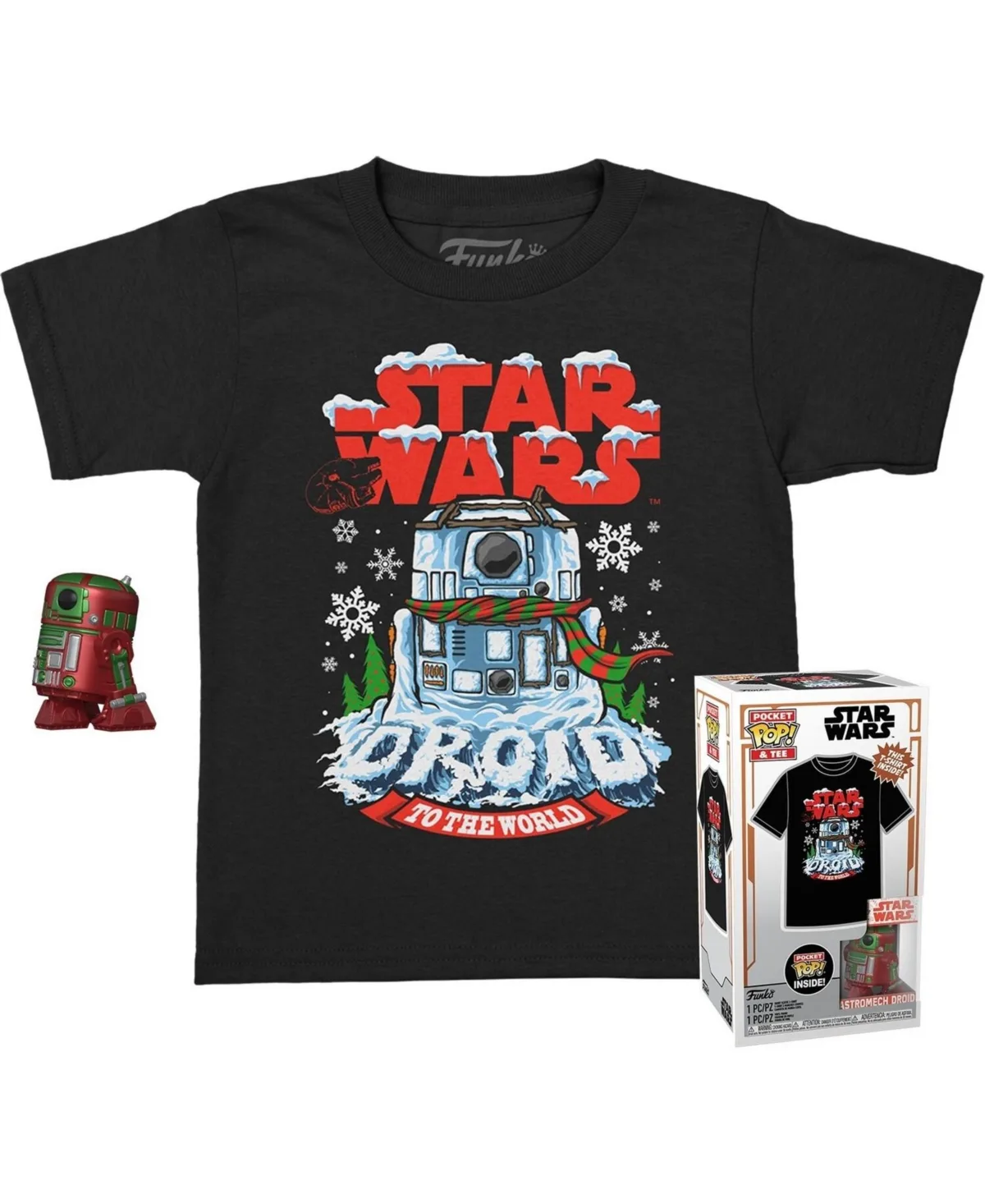 Pocket Pop! Star Wars Holiday R2-D2 Graphic T-Shirt and Vinyl Figure, 2-Piece Set by Funko