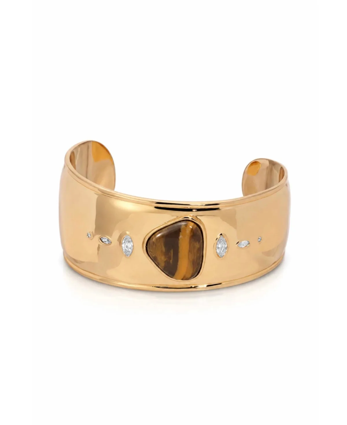 18k Gold-Plated Tigers Eye Solstice Thick Cuff Bracelet