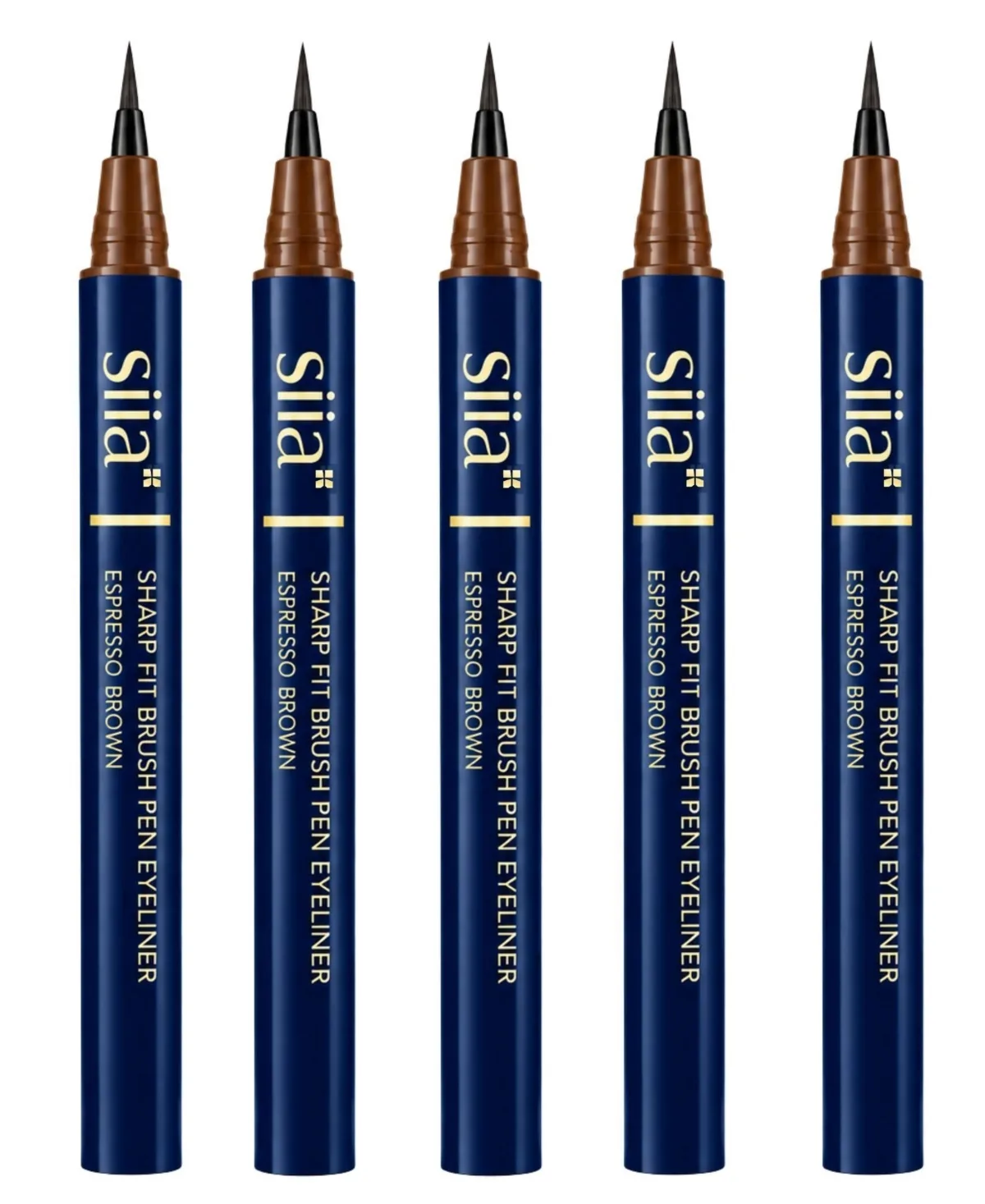 5 Pieces Sharp Fit Brush Pen Eyeliner - 02 Espresso Brown by Siia Cosmetics