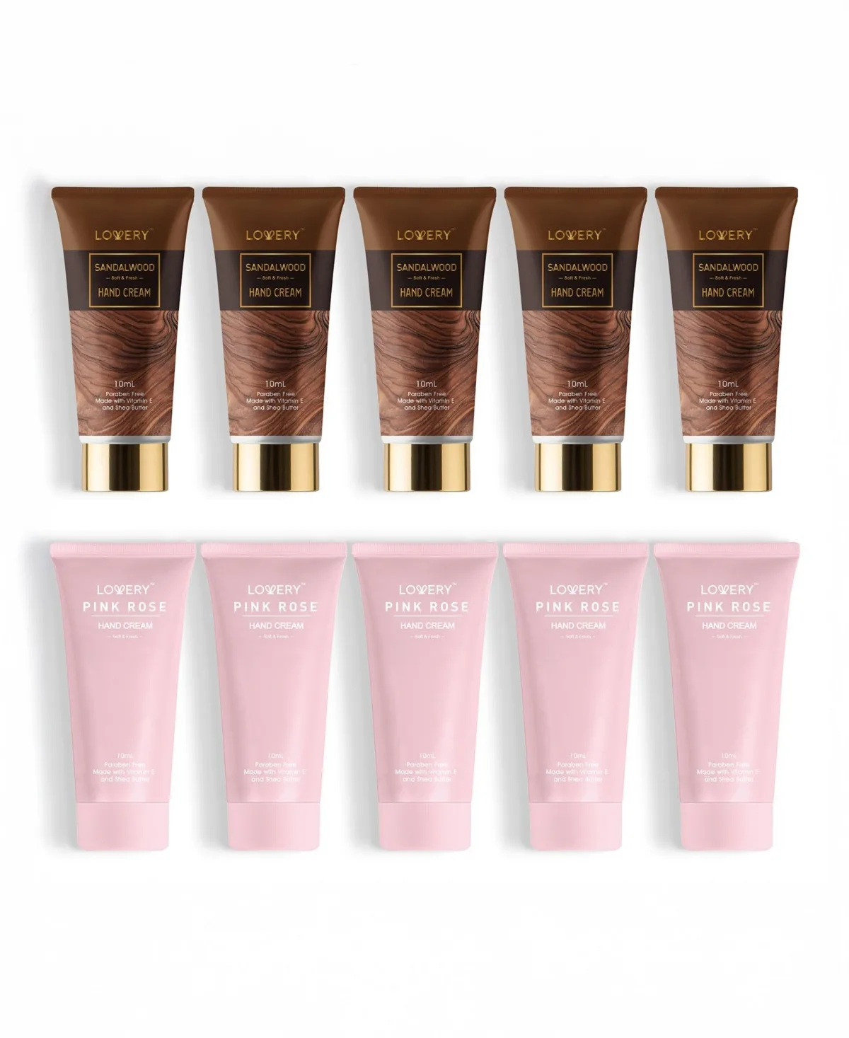 10-Pc. Mini Sandalwood and Rose Scented Hand Creams Gift Set by Lovery