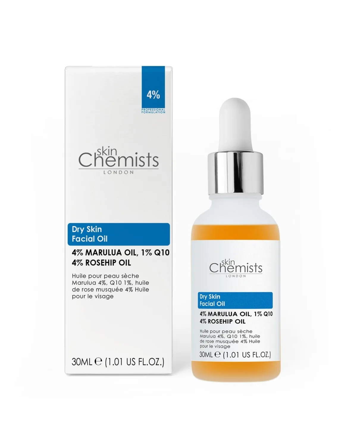 Dry Skin Marula Oil 4 Percentage, Q10 1 Percentage, Rosehip Oil 4 Percentage Anti Ageing Facial Serum 30 Milliliter by Skinchemists