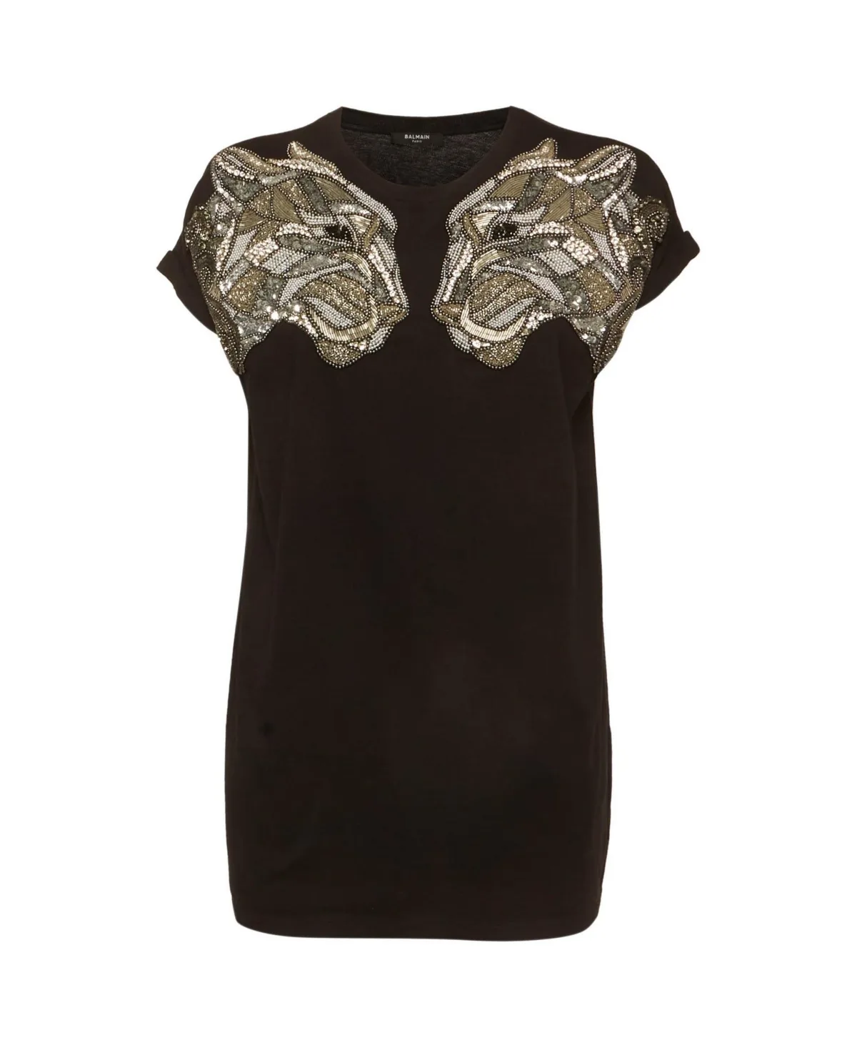 Pre-Owned Jersey Embellished Signature Tiger T-Shirt by Balmain