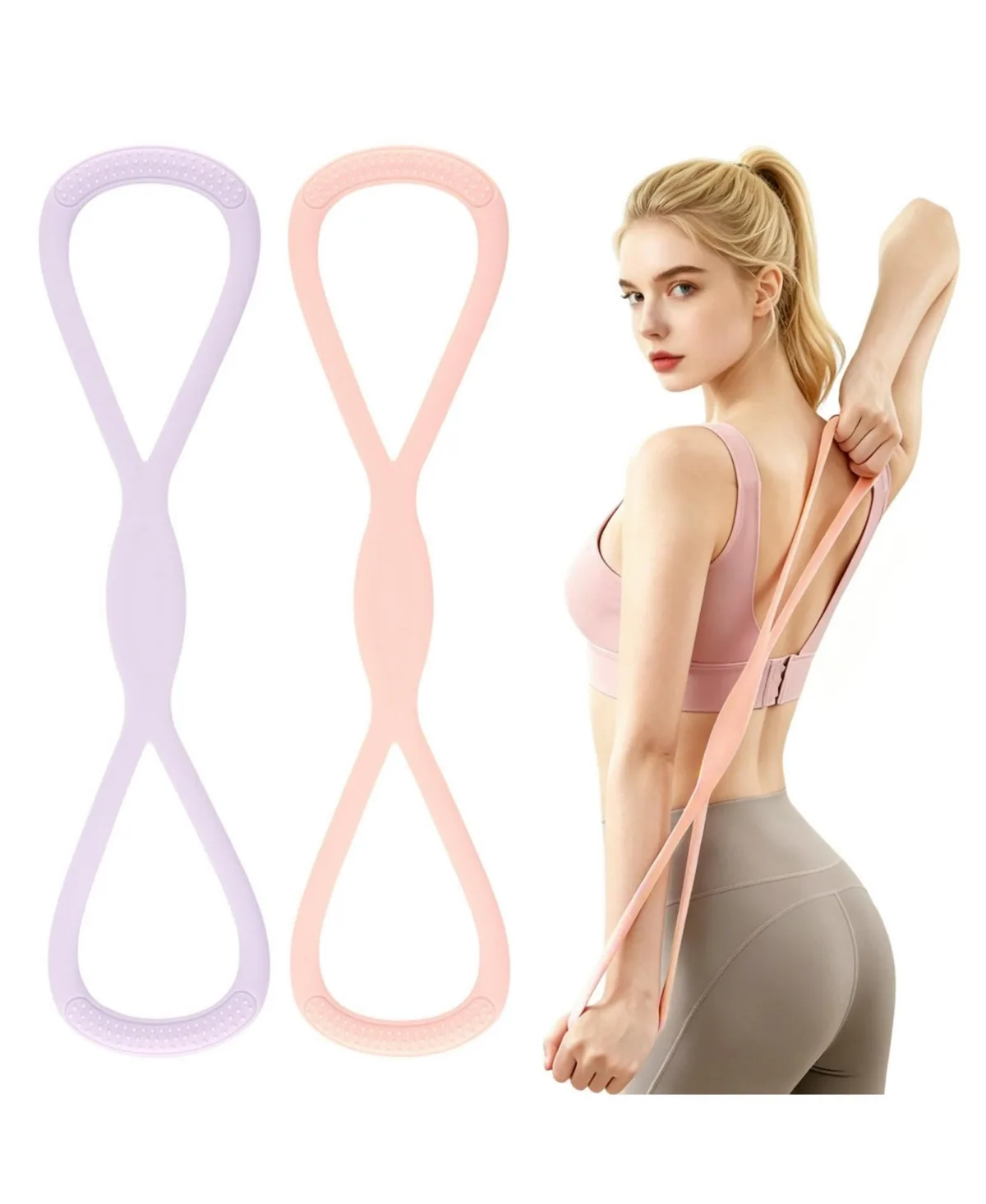 15 Lbs Figure 8 Resistance Bands with Handles for Home Gym Yoga Workout by Sportneer