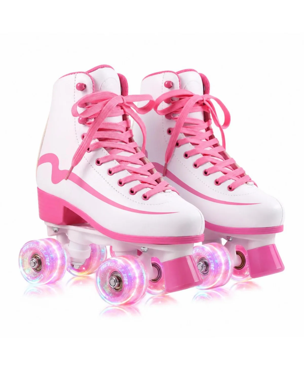 Classic High Top Quad Roller Skates Light Up Wheels Indoor Outdoor - Wave by Magicorange