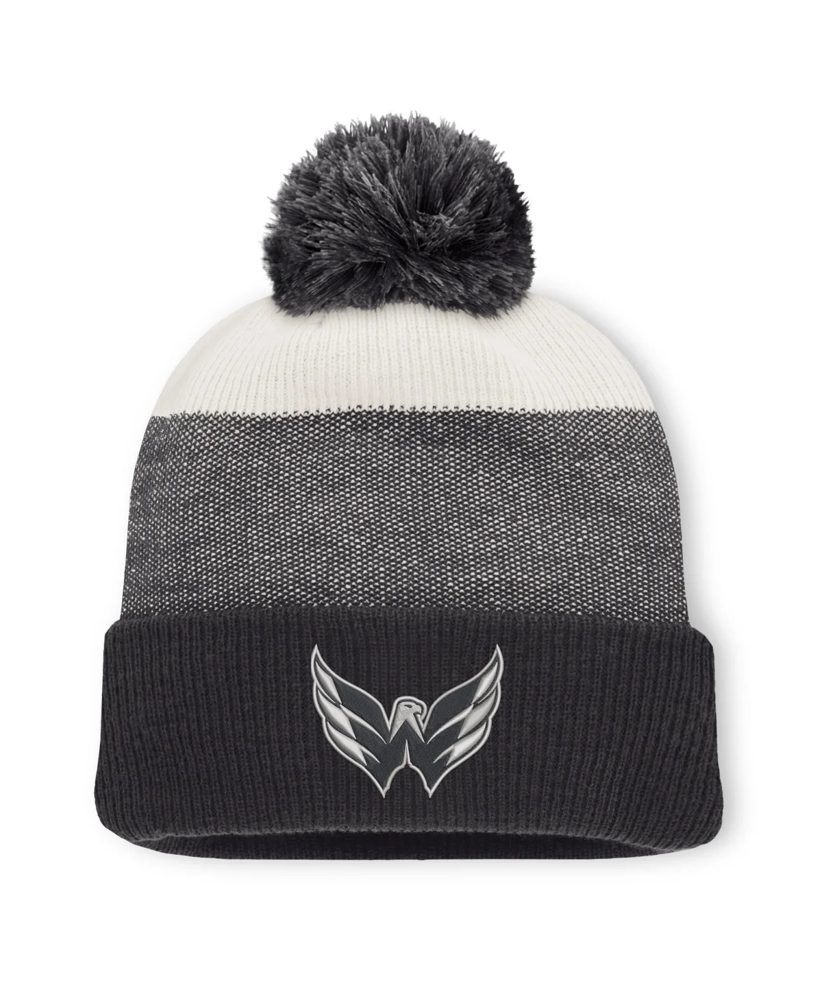 Washington Capitals Monochrome Cuffed Knit Hat with Pom by Fanatics