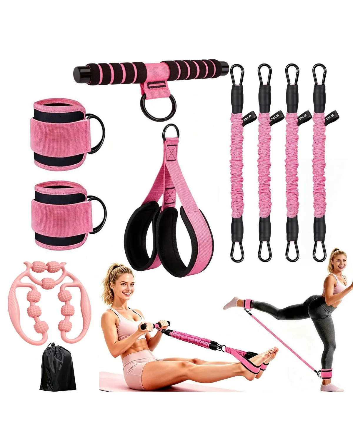 Multifunctional Home Gym Set Adjustable Resistance Band Full Body Workout Equipment by Sportneer