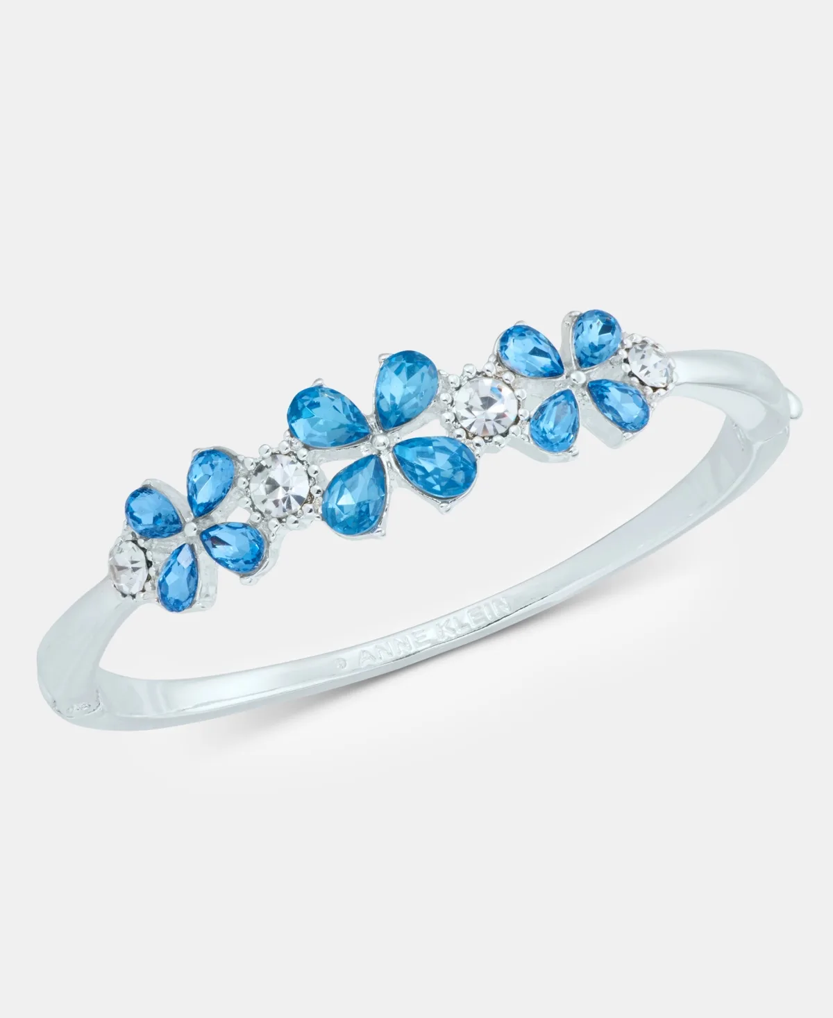 Silver-Tone Glass Crystal Floral Hinge Bangle by Anne Klein