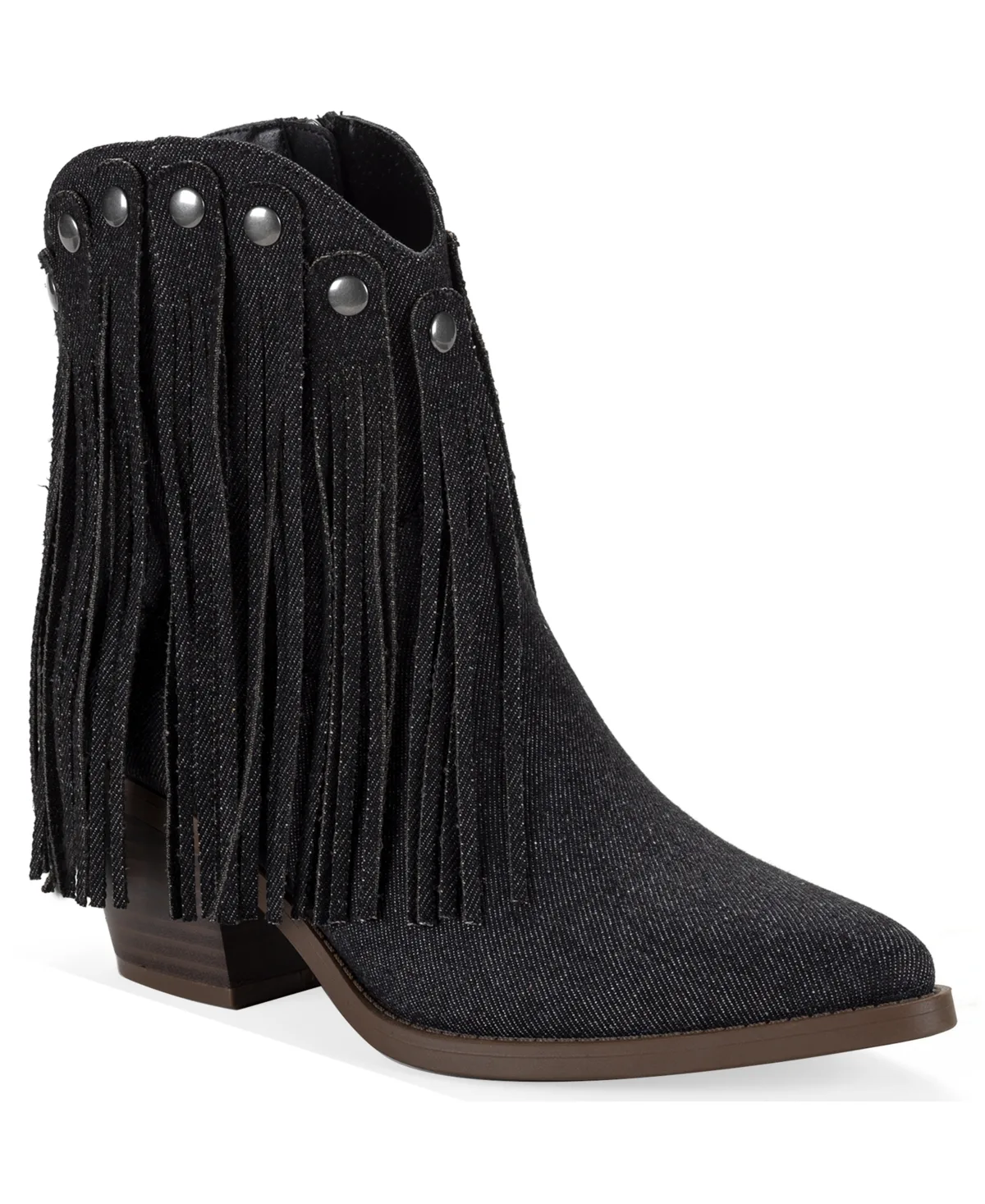 Liiesel Fringe Block-Heel Pointed-Toe Booties by Wild Pair