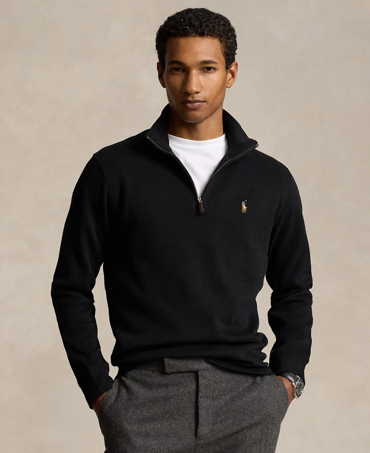 Estate-Rib Cotton Quarter-Zip Pullover by Polo Ralph Lauren