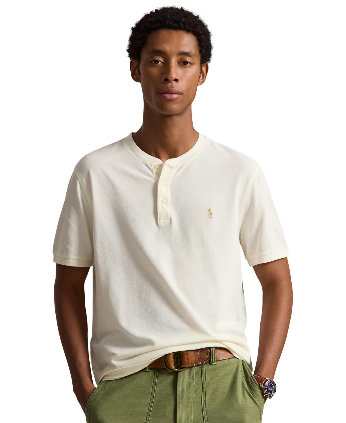 Featherweight Mesh Henley Polo Shirt by Polo Ralph Lauren