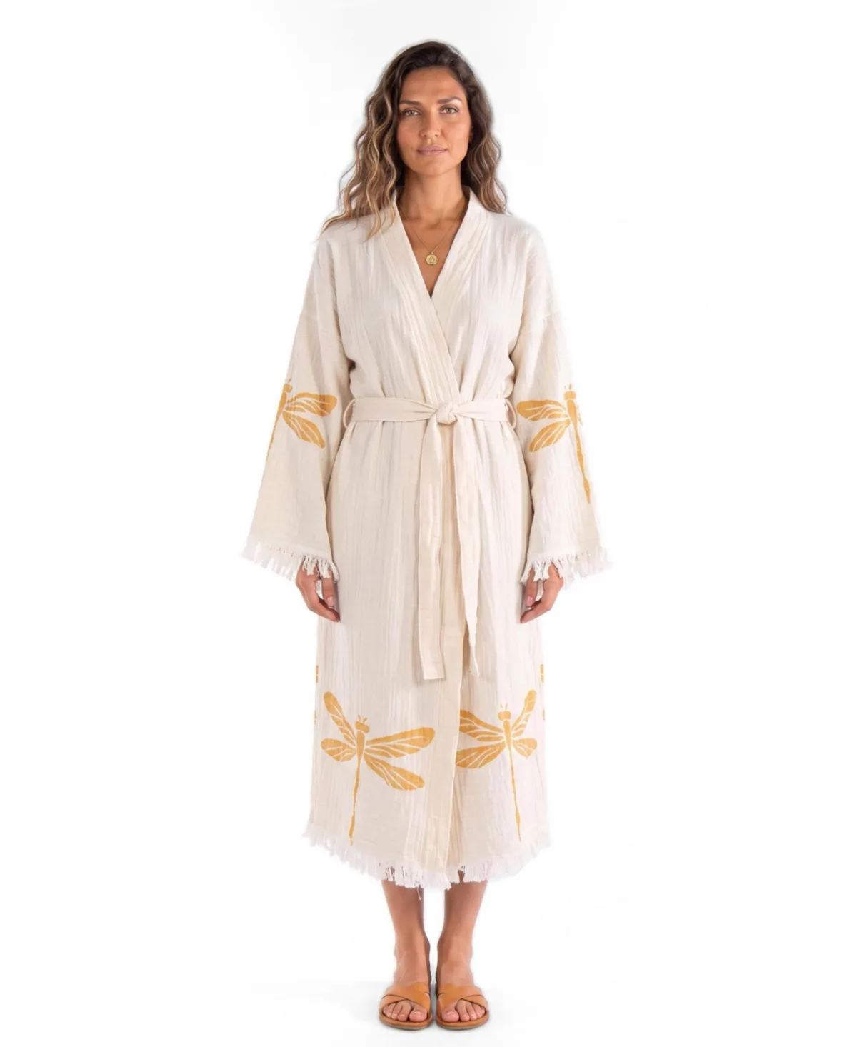Livia Cotton Handmade V-Neck Robe by Tutunaki
