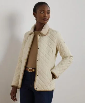 Faux Sherpa Collar Quilted Coat by Ralph Lauren
