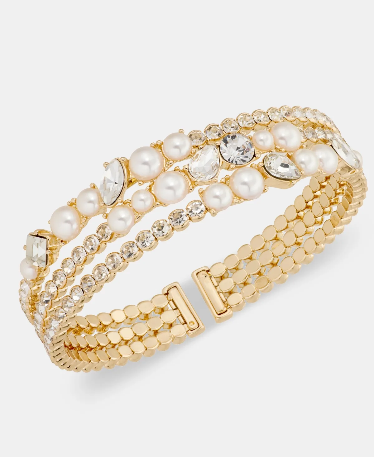 Faux Pearl & Crystal Gold-Tone Cuff Bracelet by Anne Klein