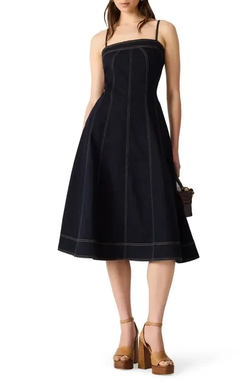 Capri Stretch Cotton Denim Midi Dress