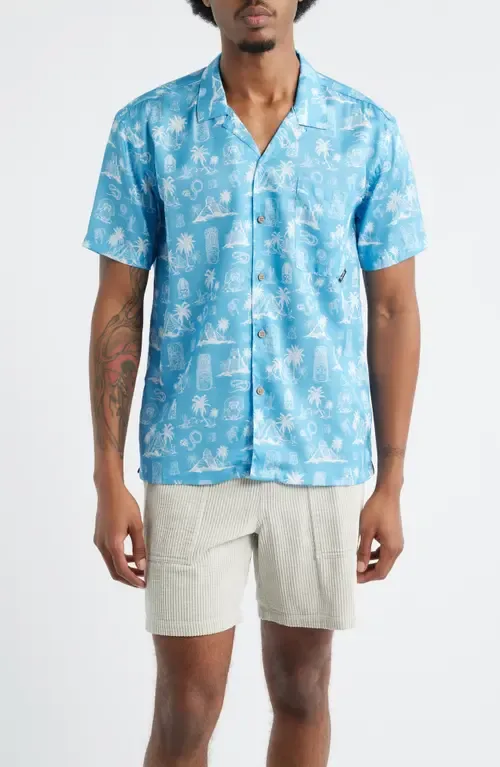 Print Short Sleeve Button-Up Camp Shirt by Boardies