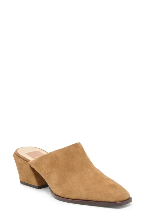 Leyton Square Toe Mule in Light Brown Suede by Dolce Vita