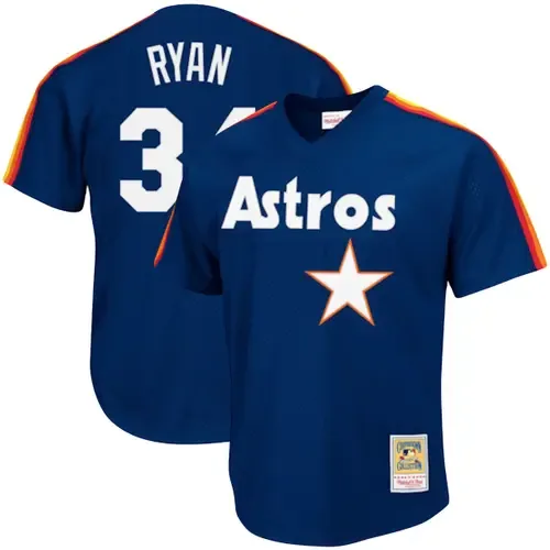 Mitchell & Ness Nolan Ryan Houston Astros Cooperstown Collection Mesh Batting Practice Jersey by Mitchell & Ness