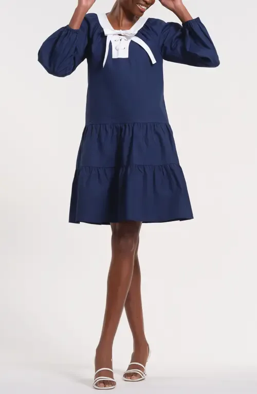 Long Sleeve Ruffle Hem Dress by Isaac Mizrahi New York