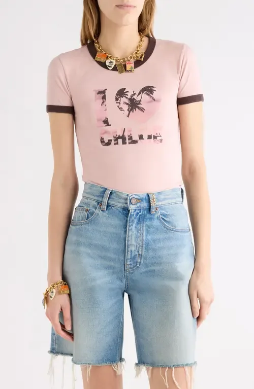 I Love Chloe Cotton Ringer Graphic T-Shirt by Chloé