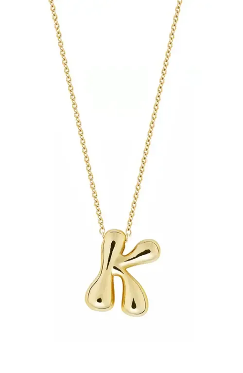 Puffed Initial Pendant Necklace by Jane Basch Designs