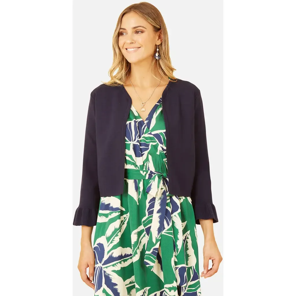 Bell Sleeves Cropped Cardigan by Yumi