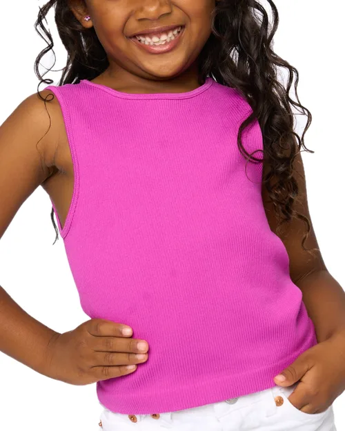 Littles Ribbed Crop Sport Tank Top by Malibu Sugar