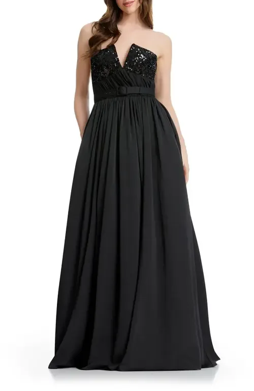 Kristine Sequin Detail Strapless Gown by Dress the Population