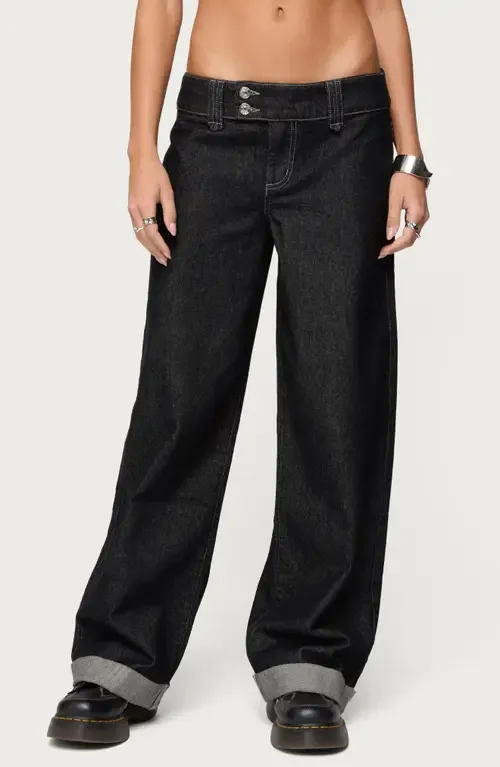 Low Rise Cuffed Straight Leg Jeans