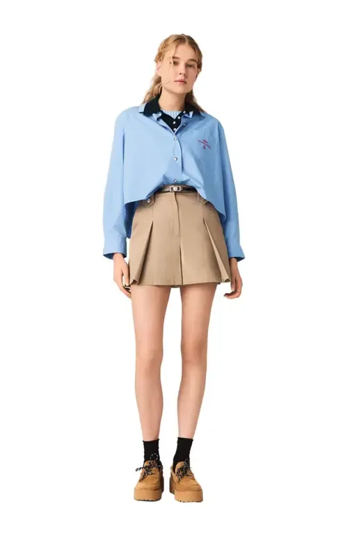 Pleated Cotton Shorts by maje