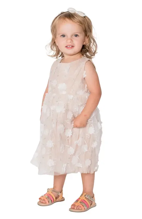 3D Floral Appliqué Tulle Dress by Popatu