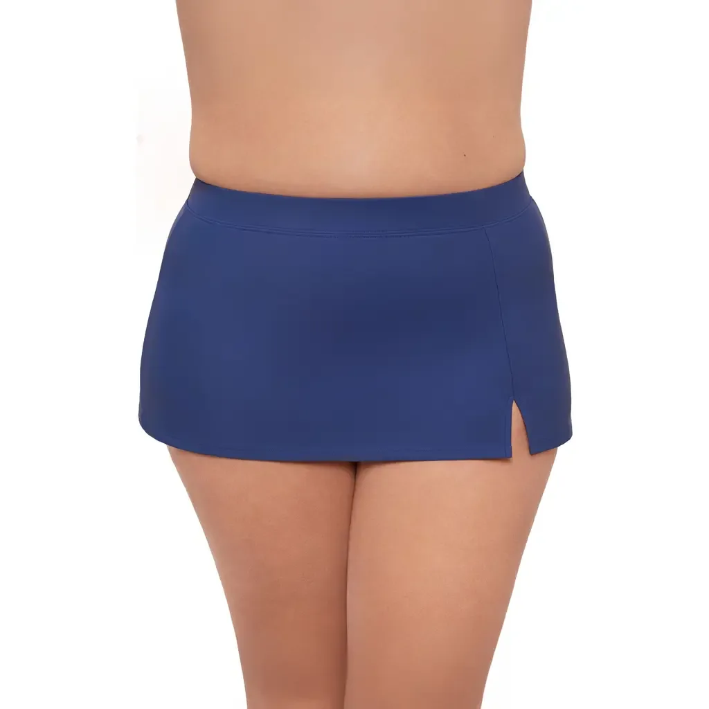 Full Coverage Skirted Swimsuit Bottom with Side Slit by Aqua Green