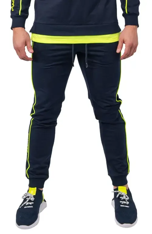 Current Blue Side Stripe Joggers by Maceoo