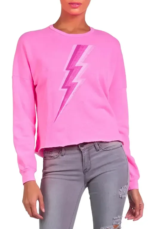 Lee x Pink Lightning Bolt Crop Pullover by Lauren Moshi